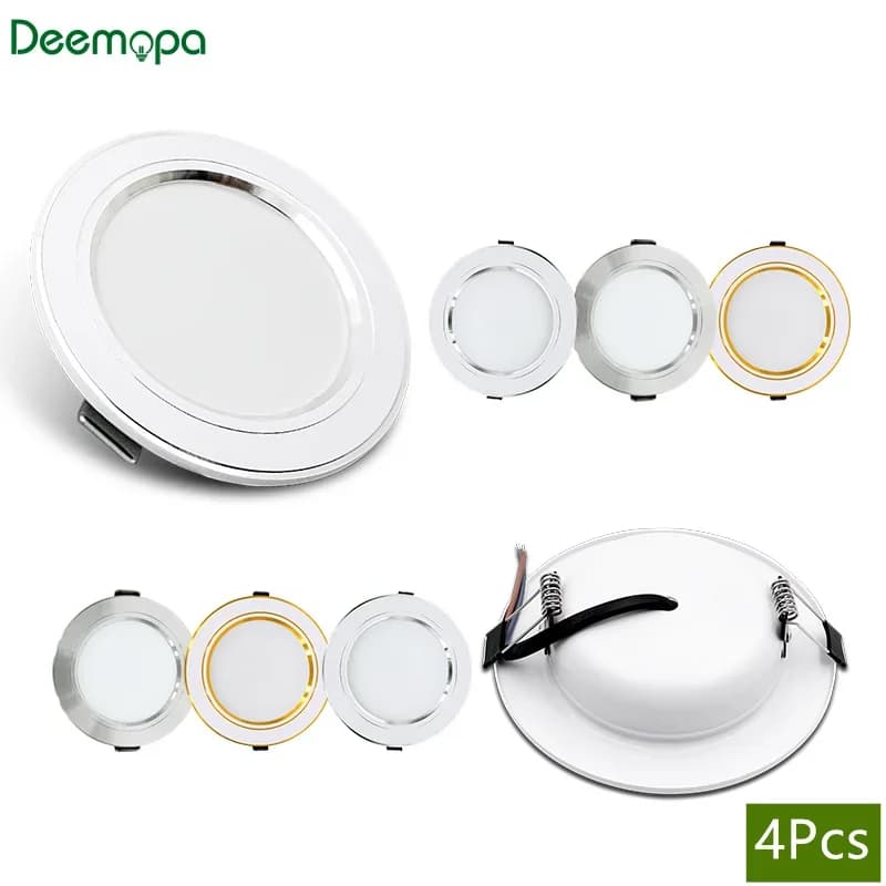 4 pezzi LED da incasso AC 110V 220V plafoniera DC 12V 24V da incasso a LED da incasso pannello rotondo faretto illuminazione per interni