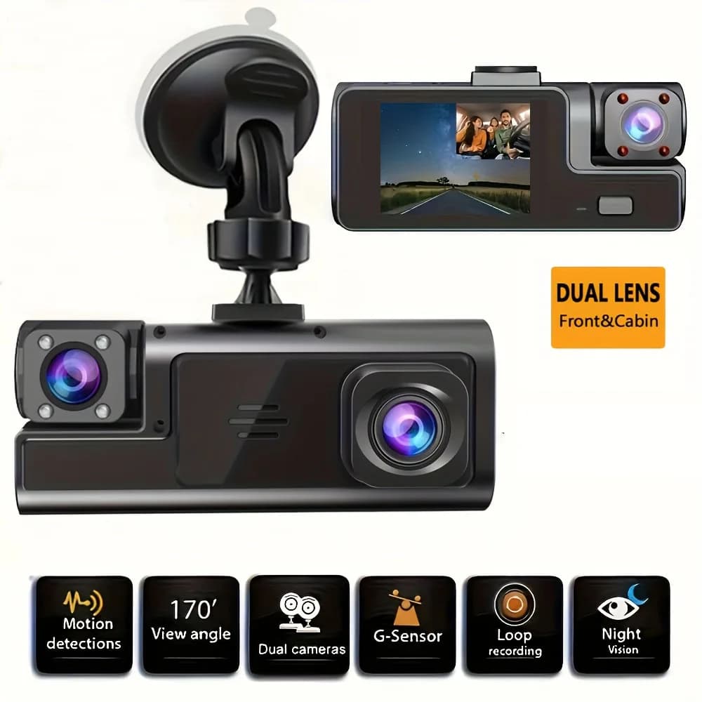 Informazioni sull'articolo: Doppia telecamera anteriore e interna 1080P per una copertura completa: questa dash cam presenta un sistema a doppia telecamera