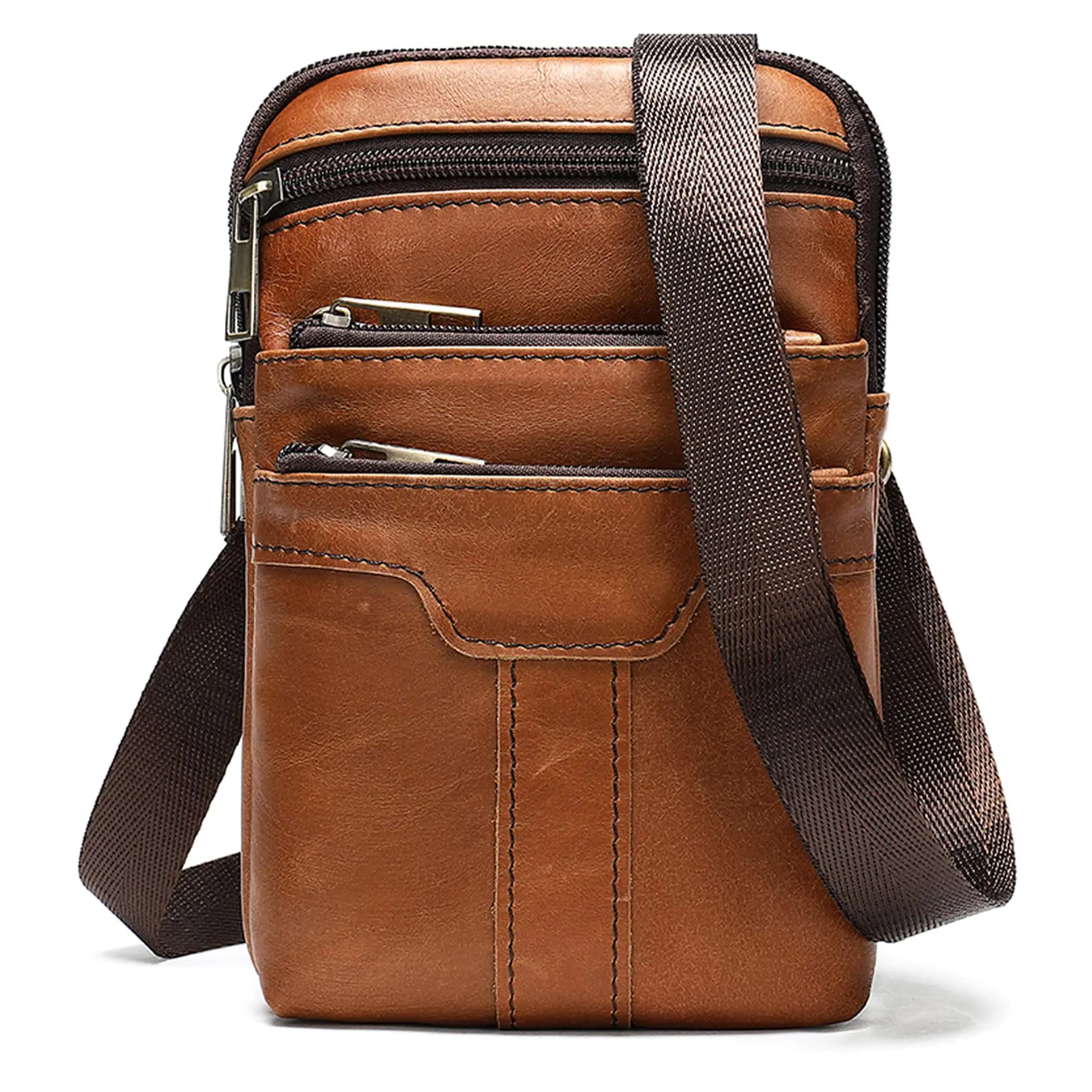 2025 New Men Leather Shoulder Male fanny pack High Quality Messenger Bags Men's Fashion Business Belt Bag Small Briefcase Waist