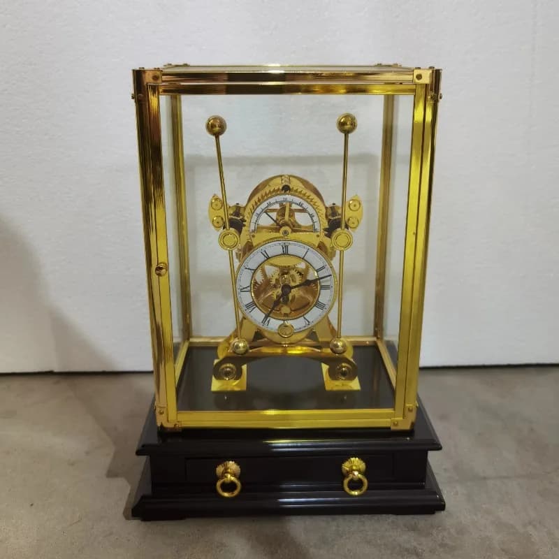 Orologio/orologio da mare Devon con doppio pendolo meccanico in porcellana grande meccanico in oro antico piccolo