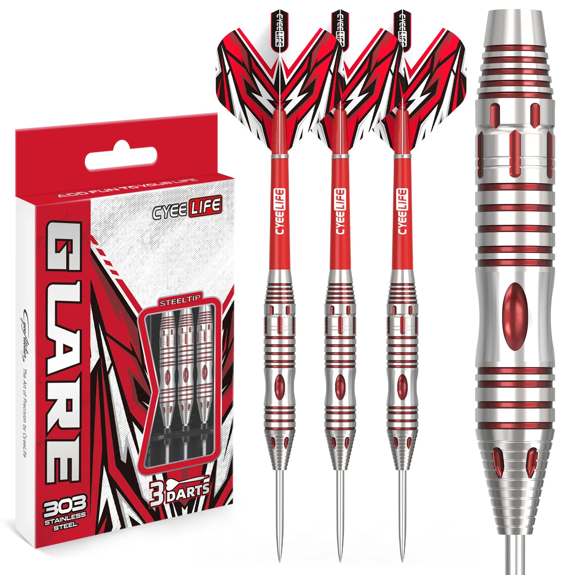 CyeeLife 3pcs/set Professional Darts Free Carry Box 23g Total Length 16cm Steel Tip Darts With PC Shaft
