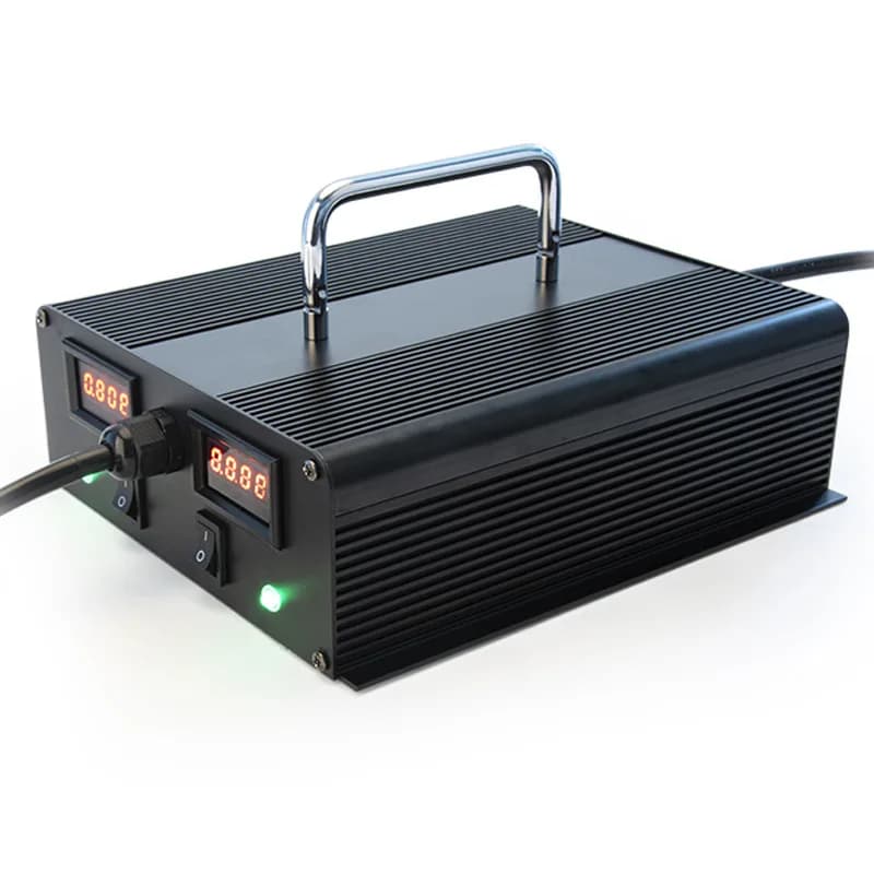 Caricabatterie per Batterie al Litio da Esterno per Accumulo Energetico 29.4V4A, Ricarica Rapida per Droni, Carica Doppia con Display Digitale