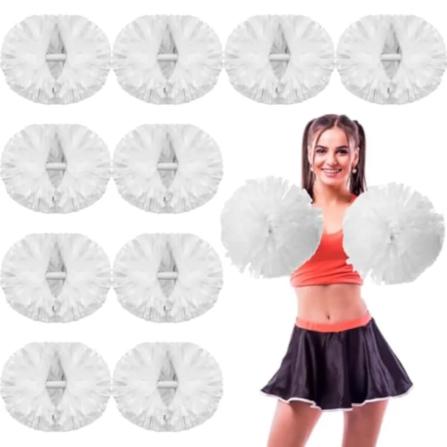 Pon Pon da Cheerleading in Foglio Metallizzato con Manico a Bastone per Squadre di Tifo di Calcio e Basket - Confezione Multipla