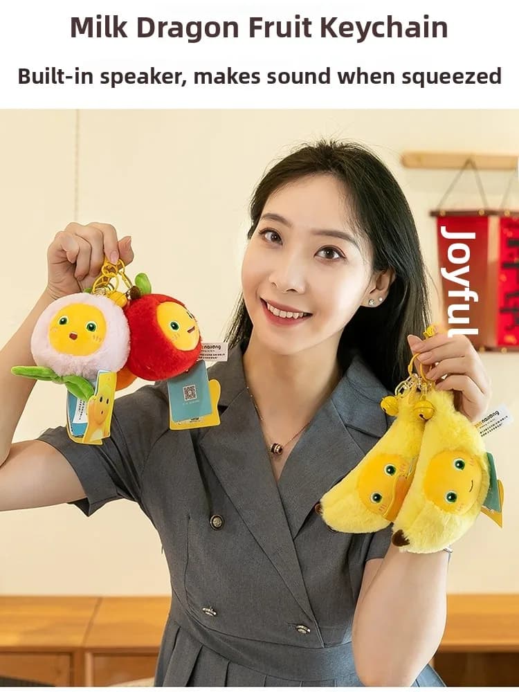 Regalo per il Festival Qixi, Portachiavi con Frutta Secca, Portachiavi per Coppie, Materiale in Velluto Morbido, Giocattolo a Forma di Drago da Pechino, Cina
