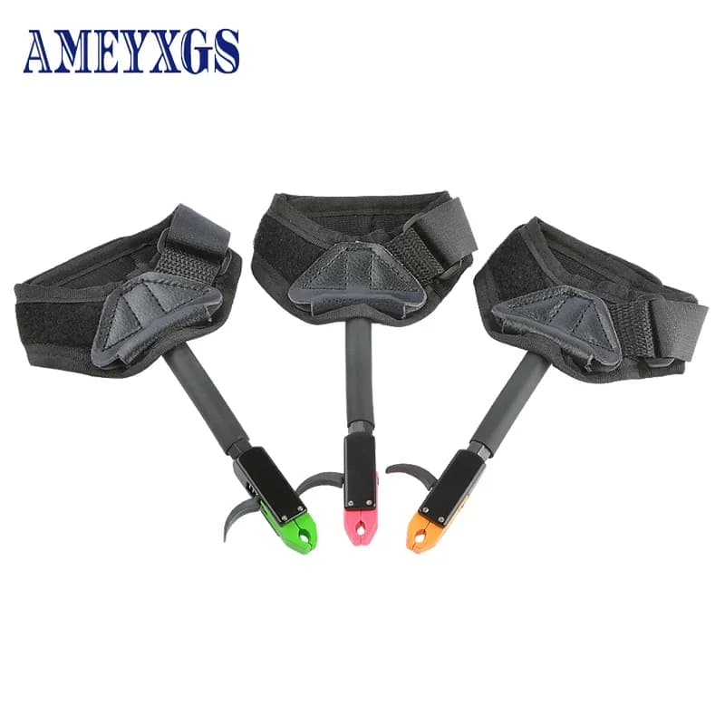 Pinza per tiro con l'arco Aiuto per il rilascio Alluminio + Panno Arco composto da 80 libbre Tiro con freccia Cinghia Trigger Polsino Grip Accessori per la caccia