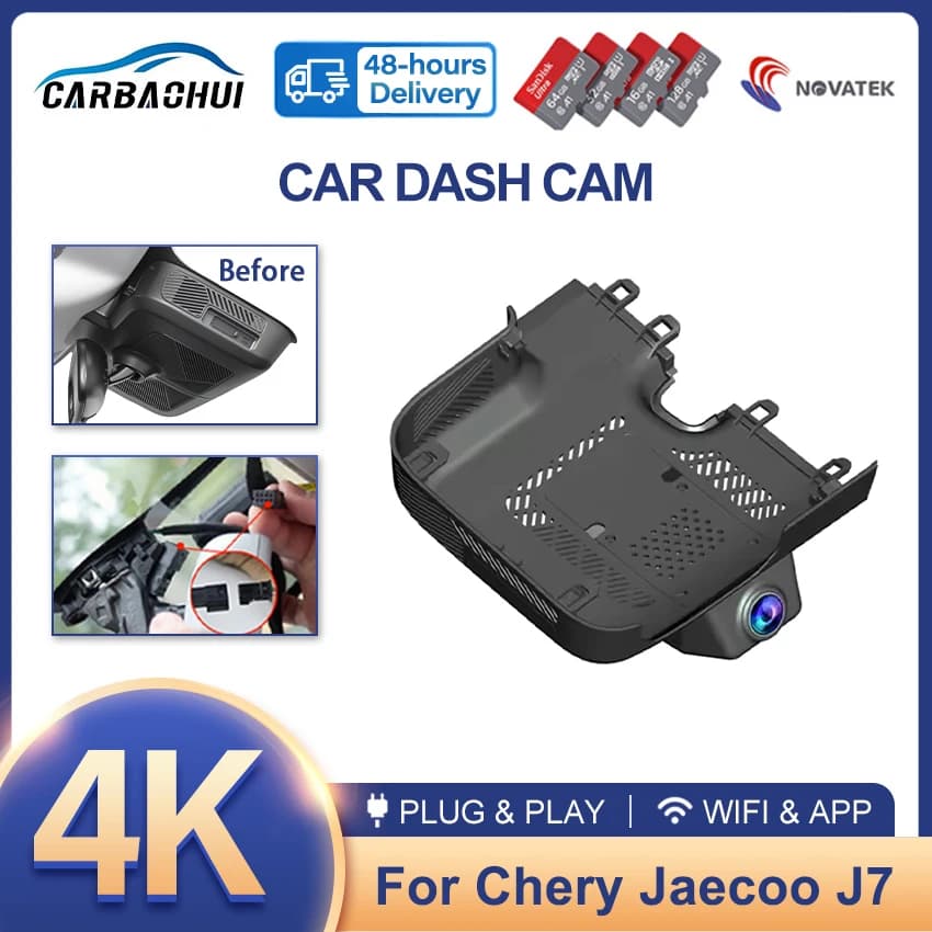 4K Front And Rear Camera Wifi DVR Dash Cam Original For Chery Explore 06 Jaecoo 7 J7 2023 2024 2025 2026, Plug And Play Car DVR