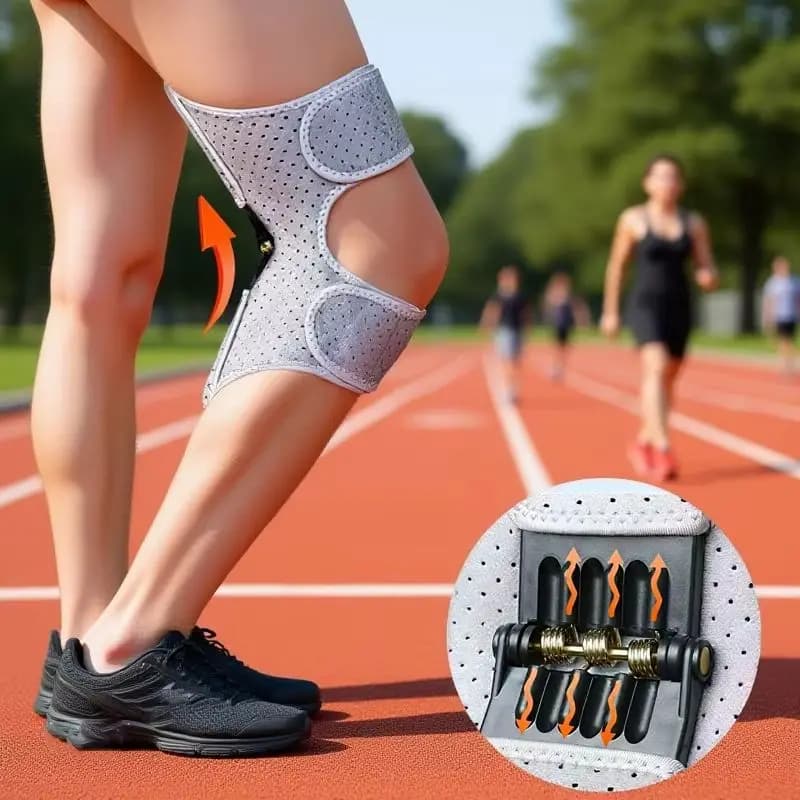 Ginocchio antiscivolo e traspirante, stabilizzatore a molla regolabile, supporto articolare, potente dispositivo di assistenza al ginocchio con molle di rimbalzo