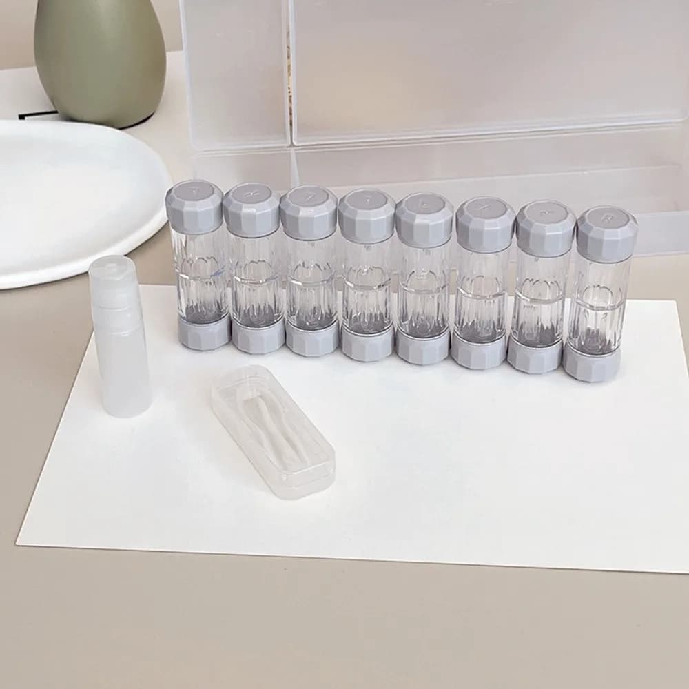 Portable 8 pairs contact lens box Transparent 7 colors Contact lenses Housing for immersion Durable RGP lens container with small design