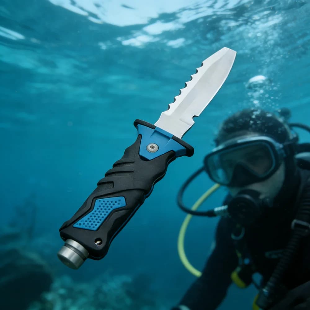 3 Type Fire Brigade Rescue Diving Knife, Leg Strap Rope Net Cutter with Glass Breaker Pommel, Outdoor Fishing Hunting Gear