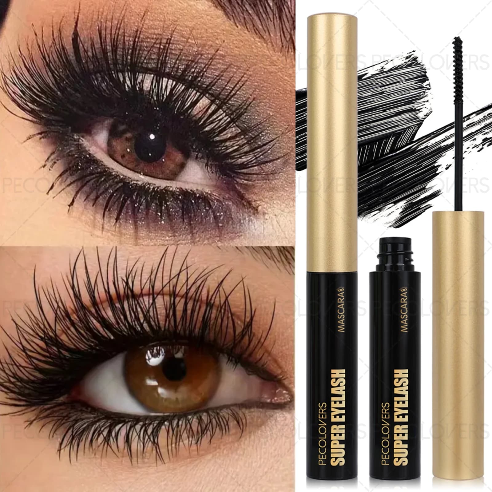 1PC Mascara nero impermeabile, formula anti-sbavature, non facile da sbiadire, effetto incurvante e modellante a lunga durata per 24 ore, formula non appiccicosa
