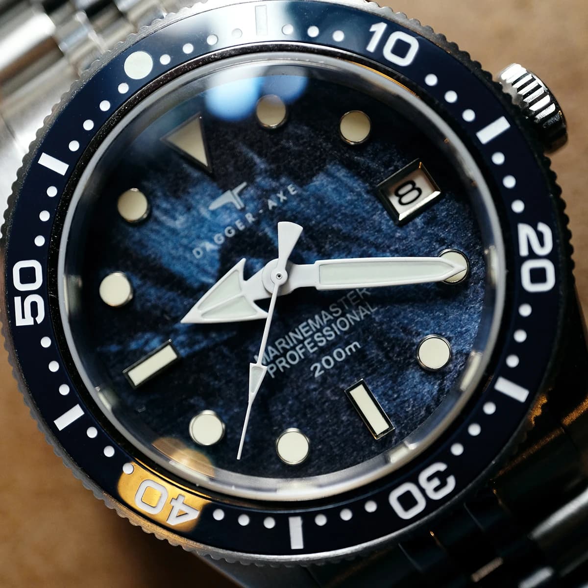 DAGGERAXE Orologio automatico da uomo 39mm Orologio da polso meccanico Subacqueo 10Bar Impermeabile C3 Specchio in zaffiro luminoso NH35 Lunetta in ceramica