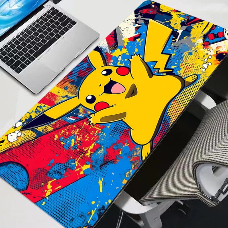 Tappetino per mouse da gioco 90x40cm, grande tappetino per tastiera e mouse, tappeto in gomma per laptop, tappetino per mouse P-Pokemon Pikachu Notbook