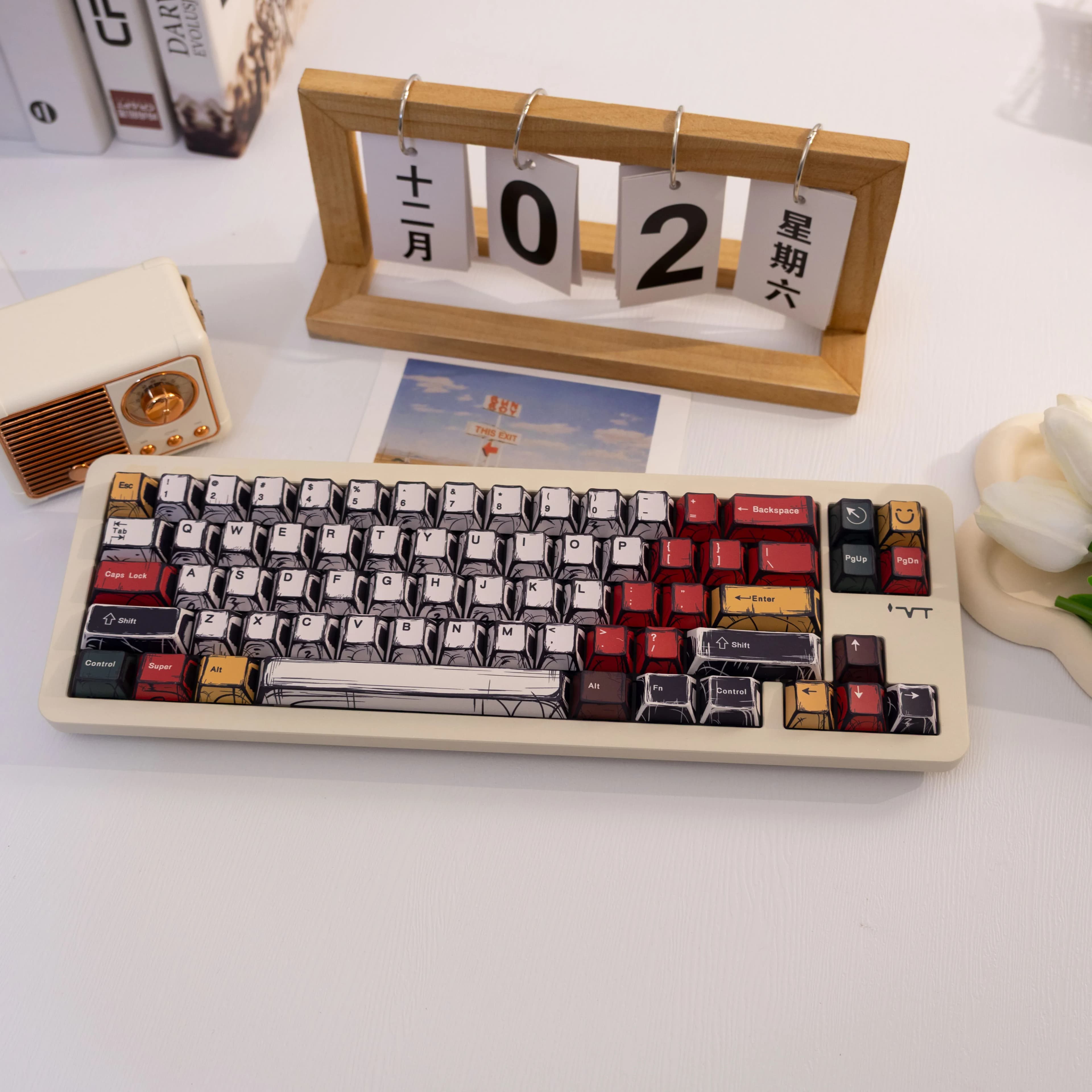 Set di 138 Tasti con Retroilluminazione Mista, Keycaps PBT Dye-Sub, Profilo Cherry, Compatibili con Switch MX per Tastiere Meccaniche 61/64/68/87/96/104/108