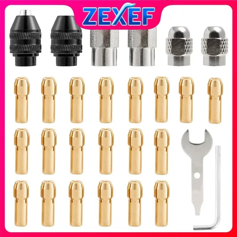 28Pcs Drill Bit for Metal Collet Chuck Adapter Set Dremel 1/32" To 1/8" 4486 Replacement Tool Accessories Keyless Shank Tools
