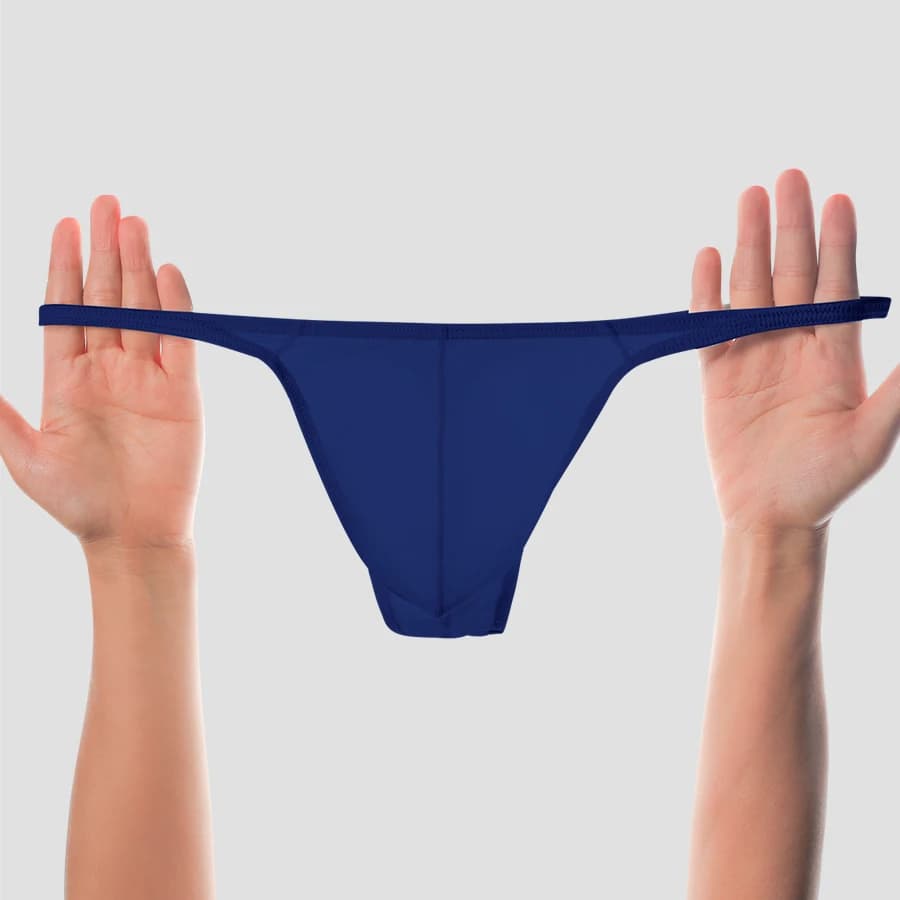 Men's low-waisted solid color U-shaped elastic tight sexy T-pants, ice-silk exposed buttocks thong sportswear