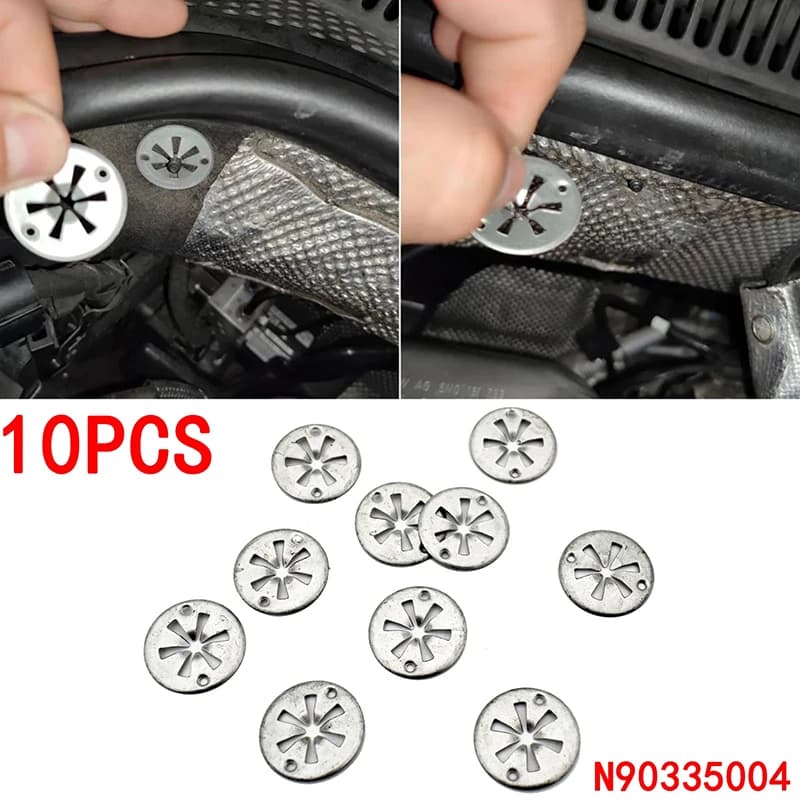10 pz. Clip di Montaggio per Piastra di Fissaggio Sedile Auto in Metallo, Protezione Termica N90335006 per Audi Ford Seat Skoda VW N903-350-04