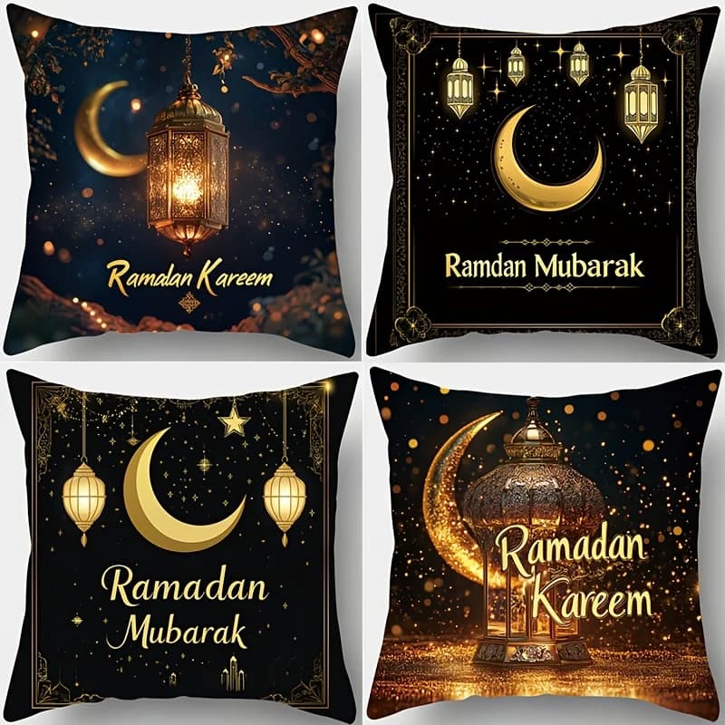 1/4 pezzi Federe a tema Ramadan Mubarak Fodera per cuscino per divano Decorazione domestica musulmana islamica