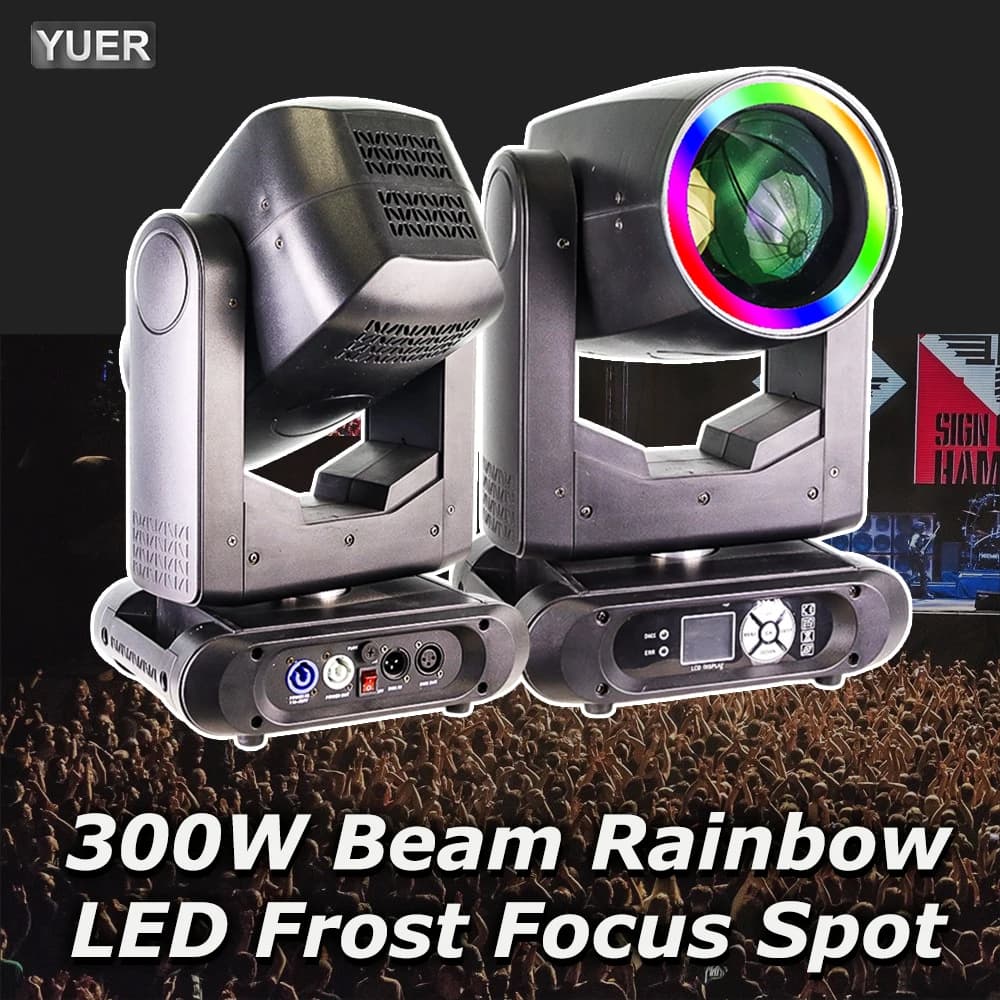 Faro LED da 300W con effetto atomizzazione, anello RGB SMD, testa mobile professionale per palcoscenico, concerti, DJ, discoteca, illuminazione DMX per musica e feste