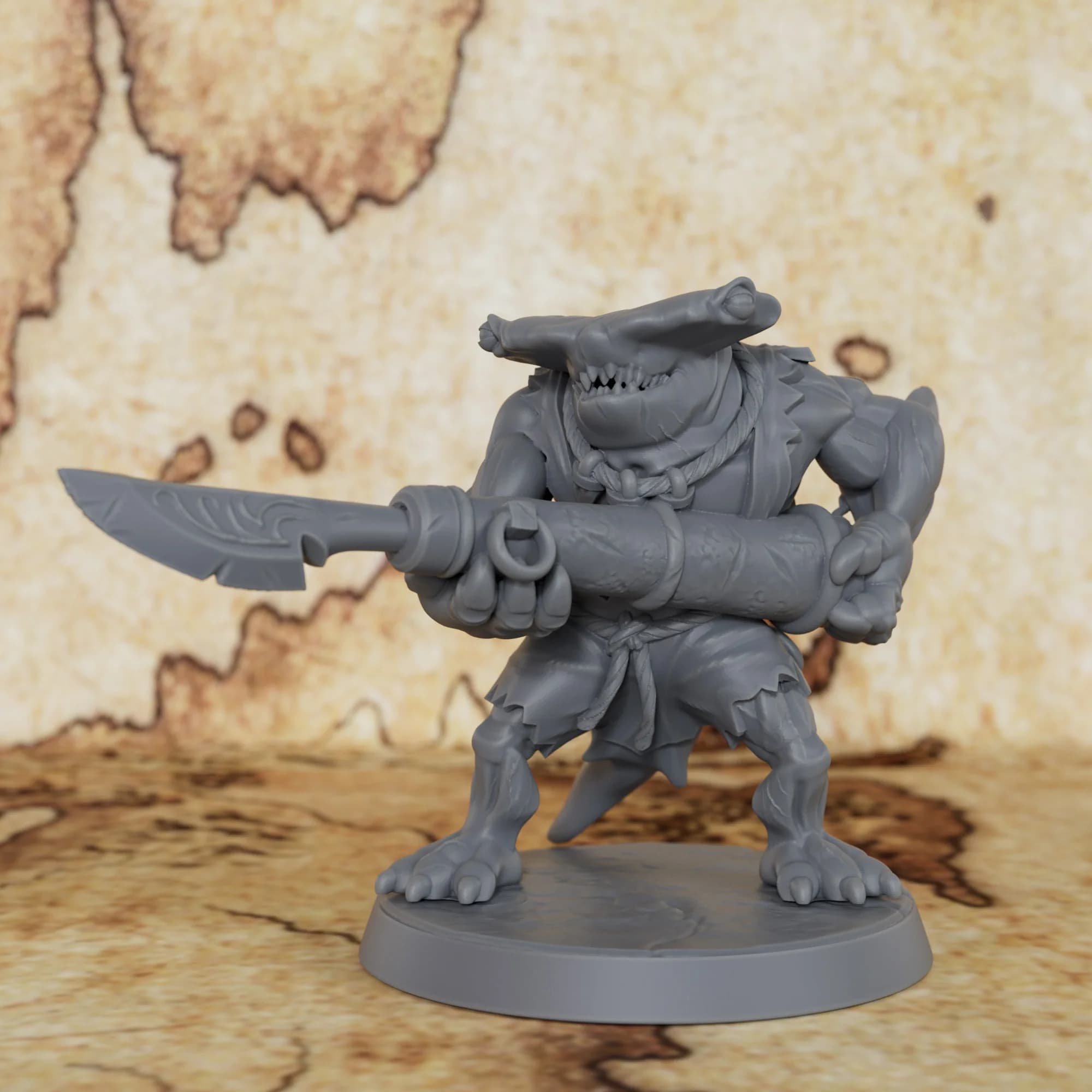 TTRPG Shark with Harpoon Miniature - Fantasy RPG Board Game Figure, Vivid Design, Elevate RPG Adventures, Collectible Gift