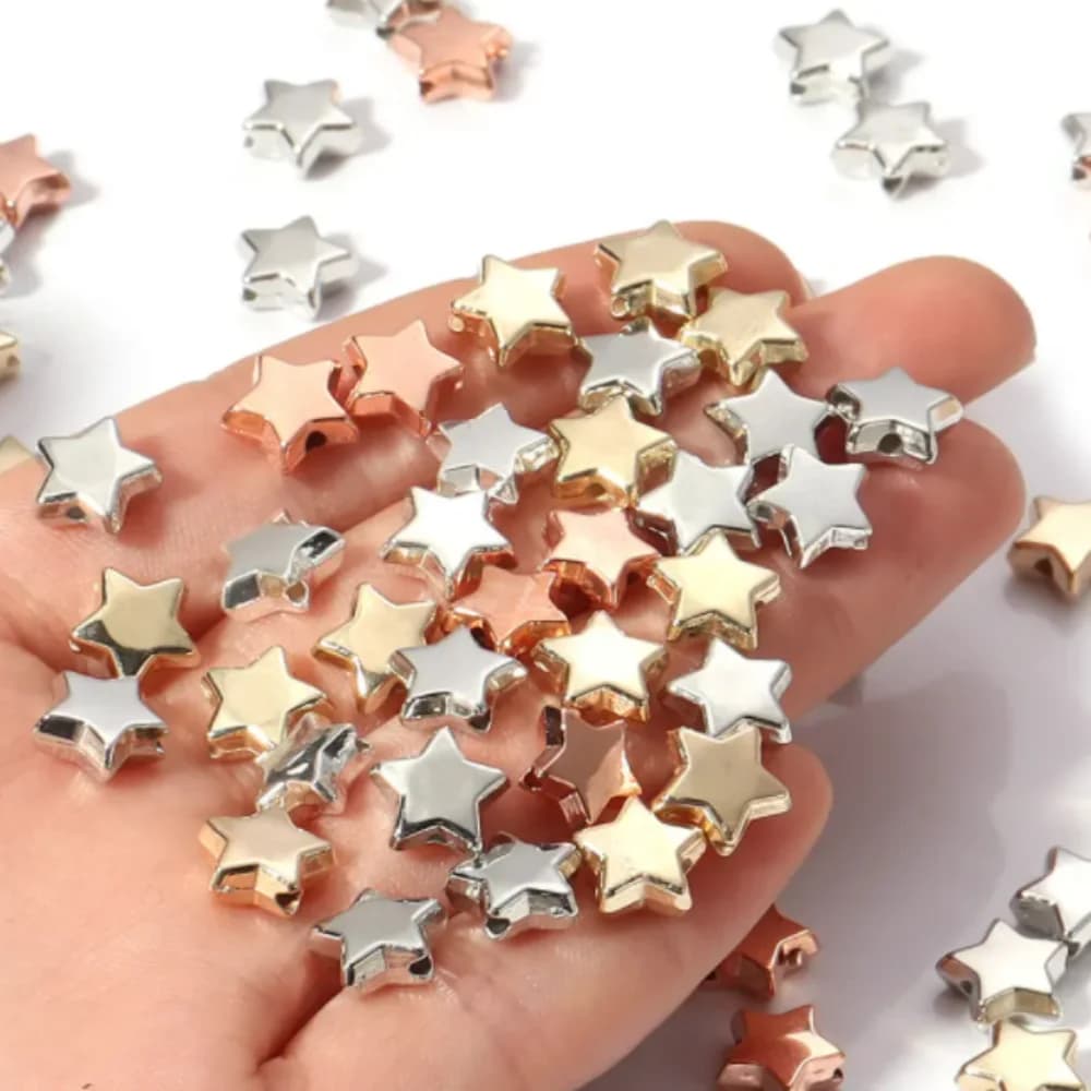 50-100pcs 6/10/12mm Star CCB Beads Gold Silver Color Loose Beads For Jewelry Making DIY Necklace Bracelet Earrings Accessories