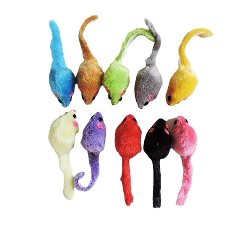 5 pieces of hairy plush toy for cats soft solid interactive mouse toys for cats funny kittens pets playing scratches game training supplies game