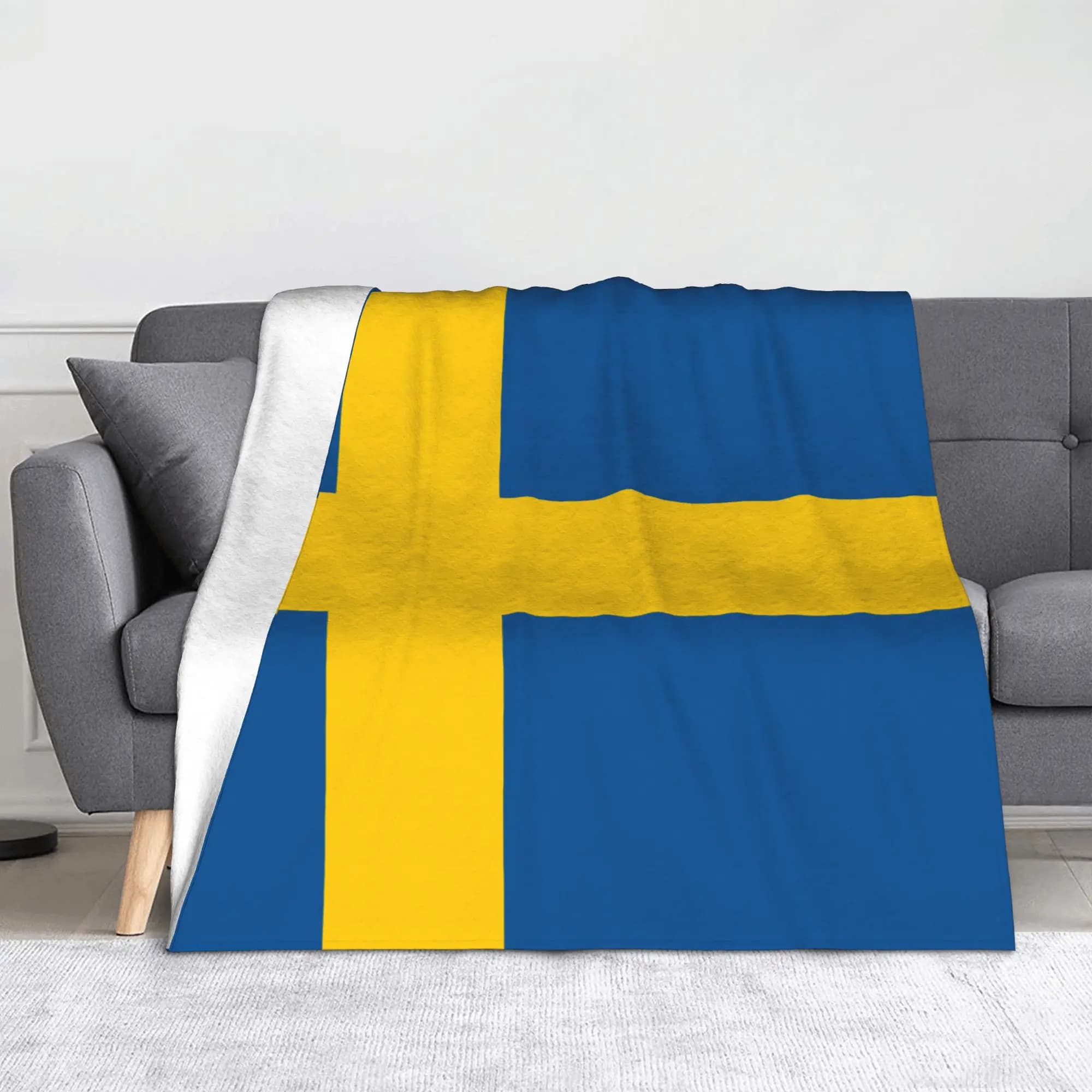 Sweden Flag Blanket Flannel Winter Portable Lightweight Thin Throw Blanket for Home Travel Quilt