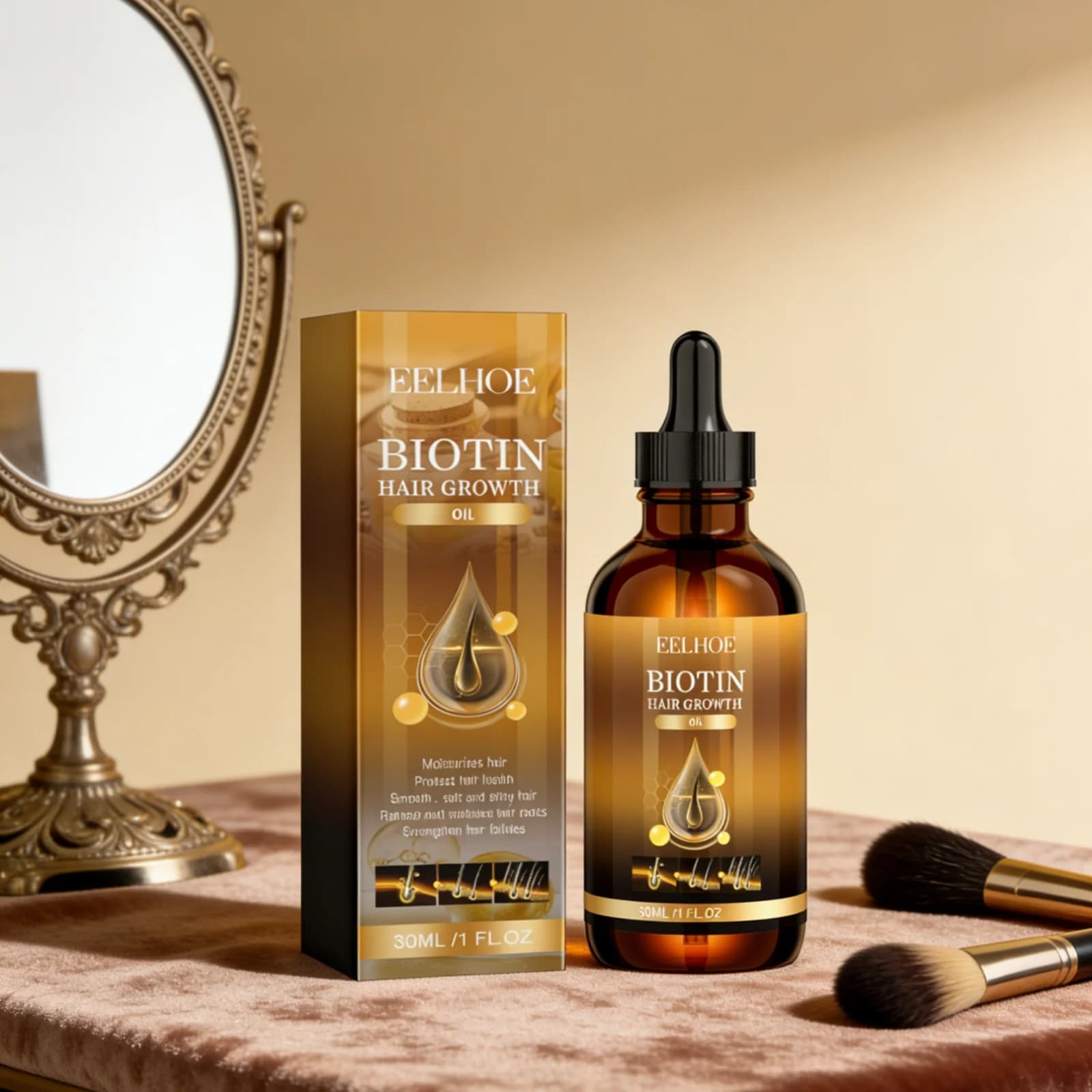 Eelhoe Hair Growth Oil With Biotin, Regenerating, Reinforcing, Double Punishing Repairer, Refreshing, Smoothing, Moisturizing Deep, Essential Oil for Hair