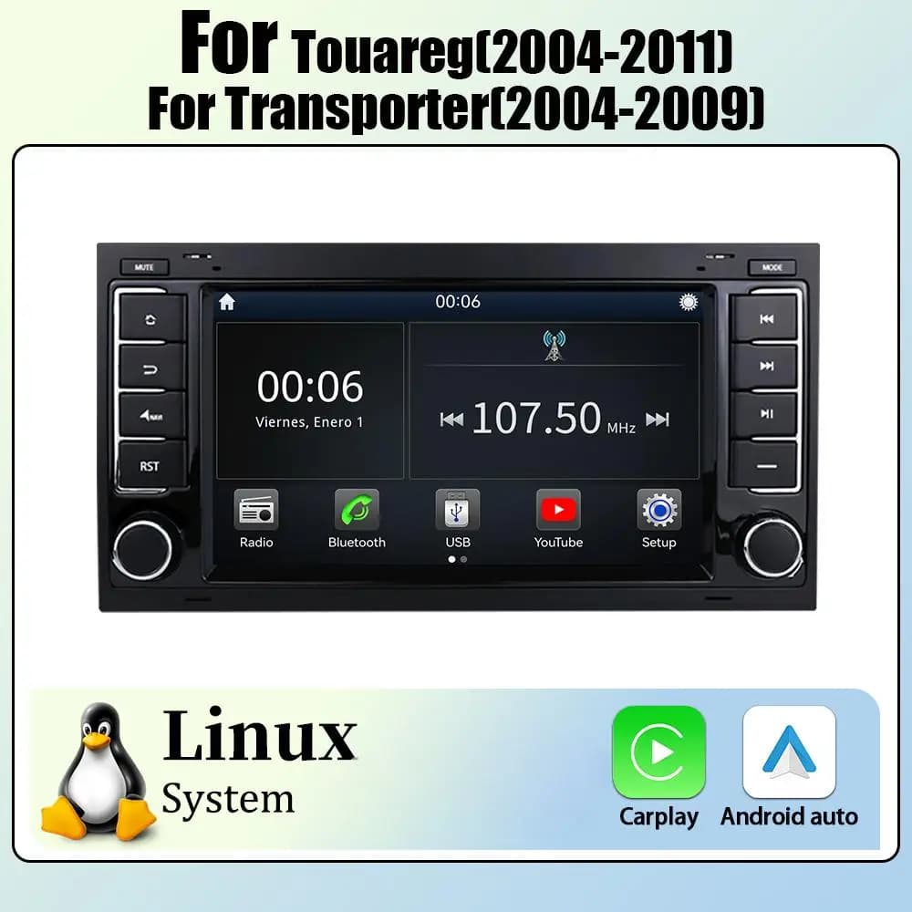Linux system For Touareg 7" (04-11) Car Player , With CarPlay & Auto Navigation DSP BT YouTube Wireless Multimedia Video Player