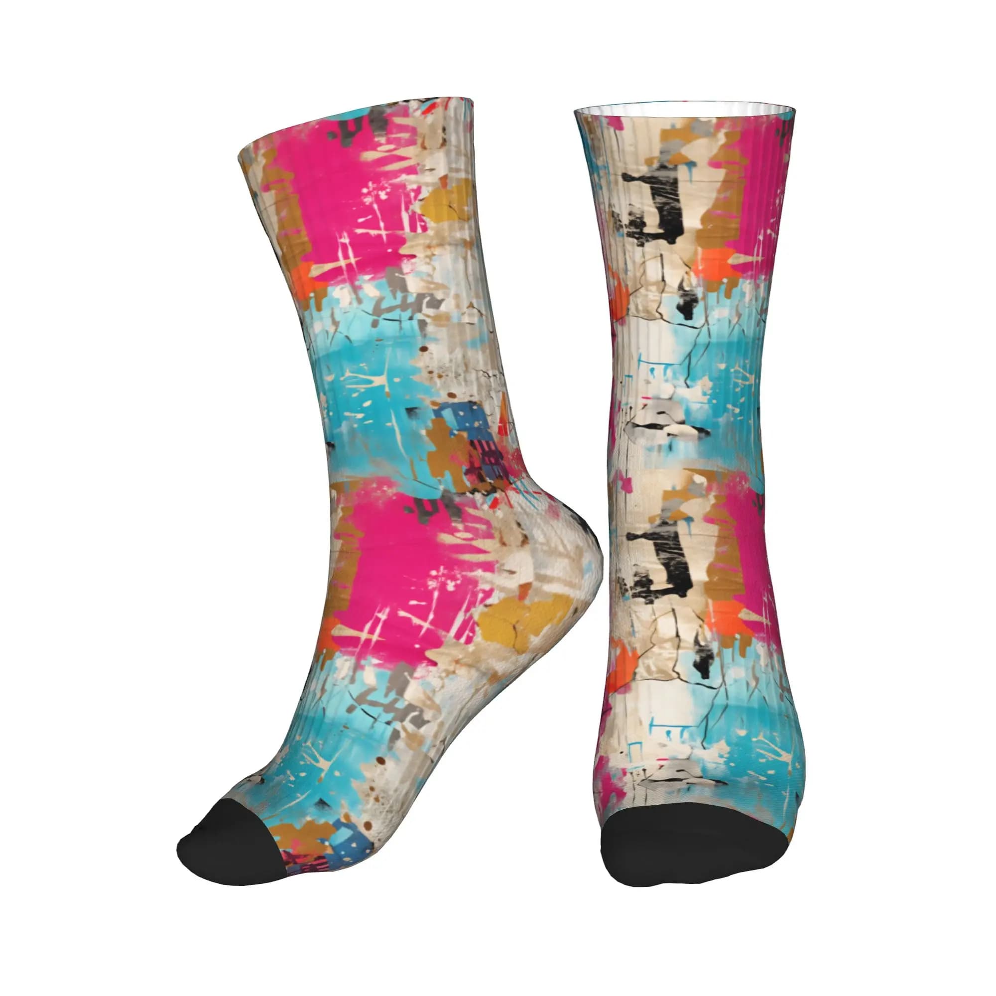 Calzini sportivi da basket con stampa 3D, caldi, da donna e da uomo, con texture vintage in gesso, stile grunge femminile e grazioso