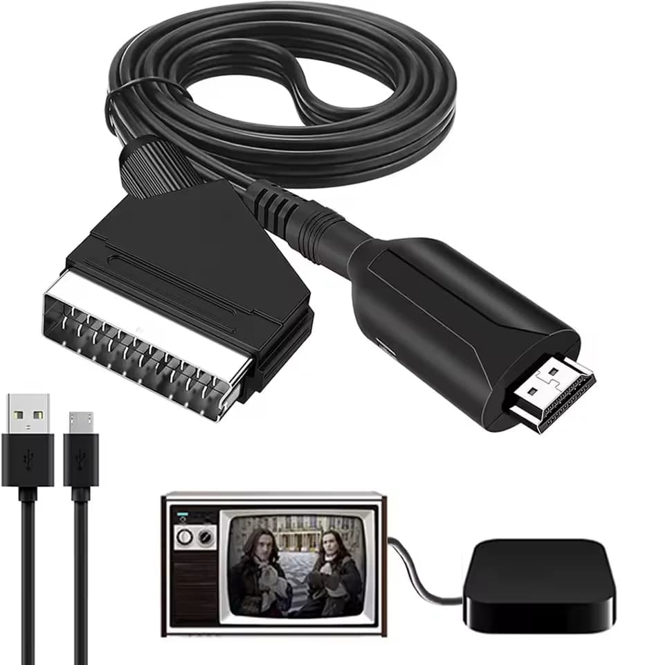 Video audio adapter cable from SCART to HDMI 1080P from male to female SCART input converter to HDMI output for HDTV Sky Box STB Plug Play
