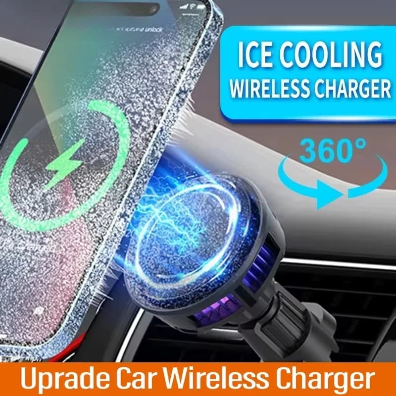 Supporto Magnetico o MagSafe per Auto con Raffreddamento a Ghiaccio e Luce RGB, Ricarica Rapida per iPhone 17 16 15 14 13 Pro Max Air e Samsung