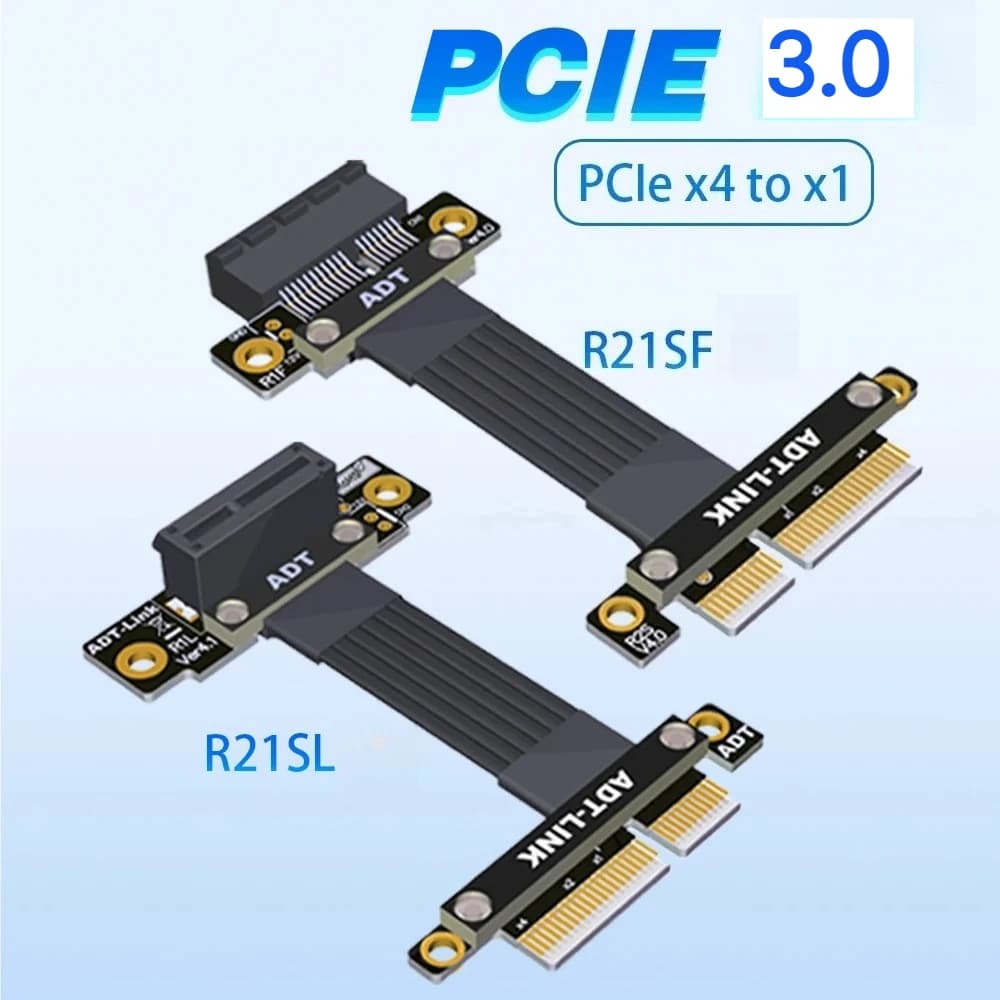 PCIe PCI Express 3.0 X4 To X1 Extension Cable Riser for Sound / Network / Capture Card Gigabit Wireless LAN USB Audio