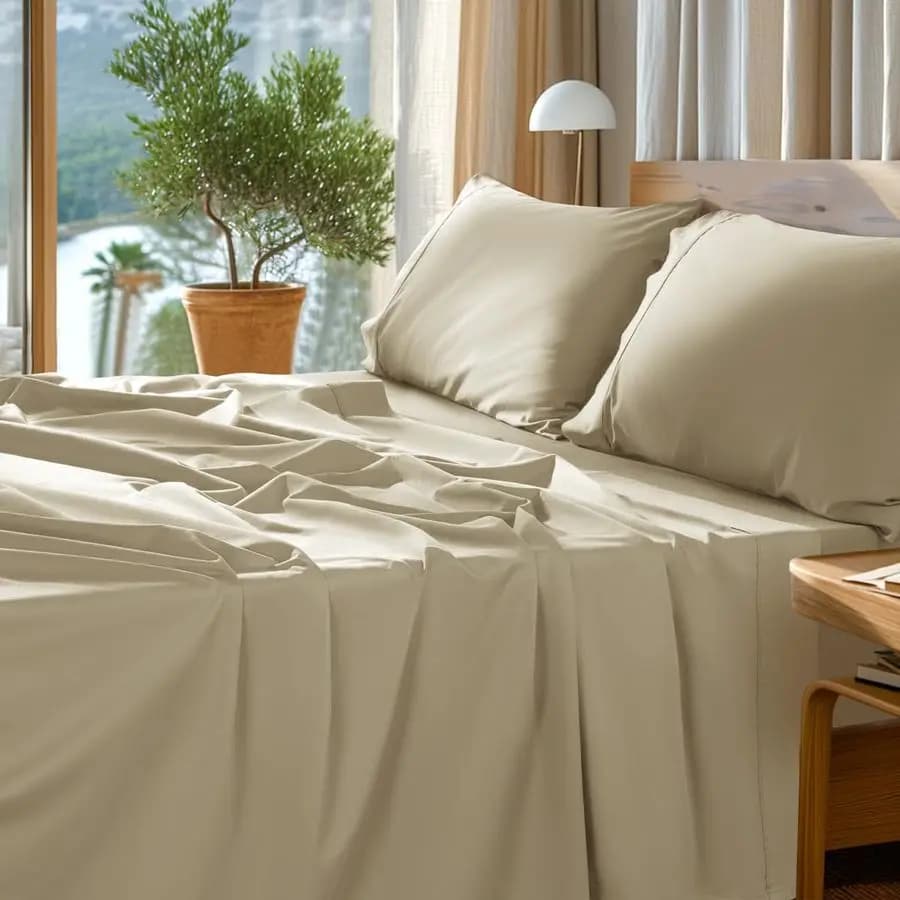 Set of 100 Egyptian Cotton Sheets, 1000 Fili, Luxurious Satinated Sheets for Hotel 5 Stars, Soft and Breathable