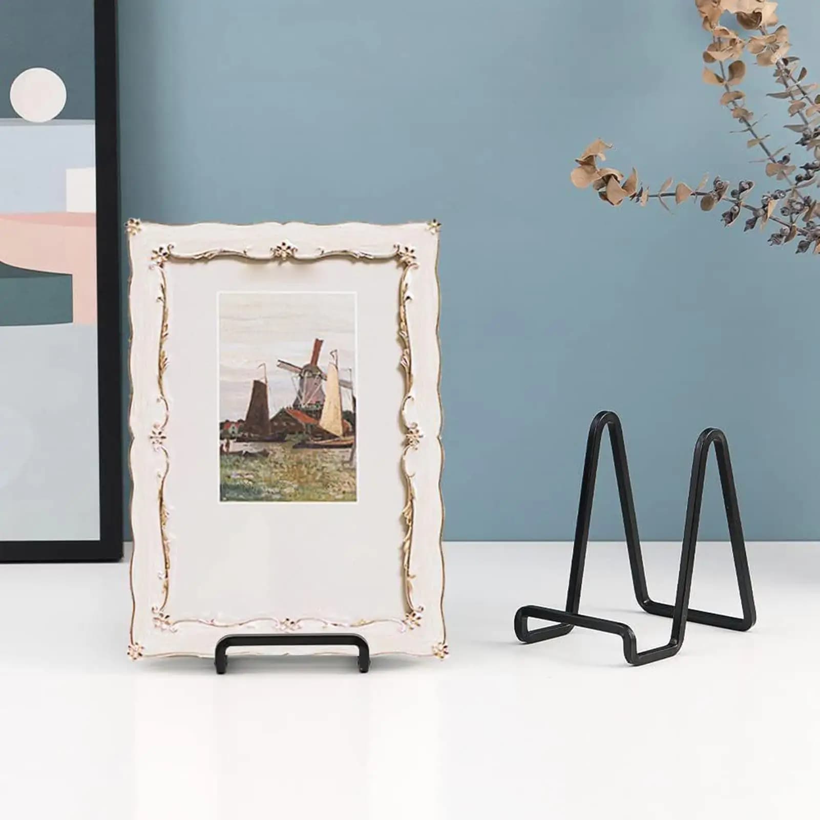 Iron Art Magazines Display Stand Dish Rack Plate Bowl Picture Frame Photo Book Pedestal Holder Home Decoration Storage Ornaments