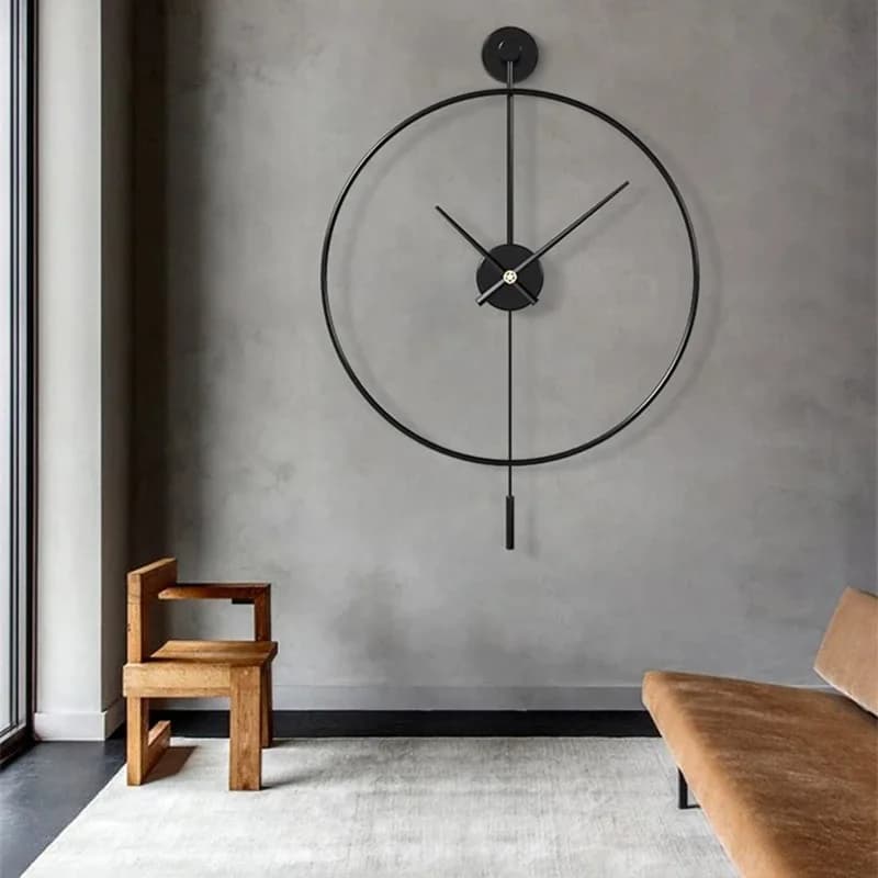 Semplice grande orologio da parete con pendolo Design moderno nordico Soggiorno Sala da pranzo Camera da letto Decorazione della parete Orologi silenziosi Oro/Nero