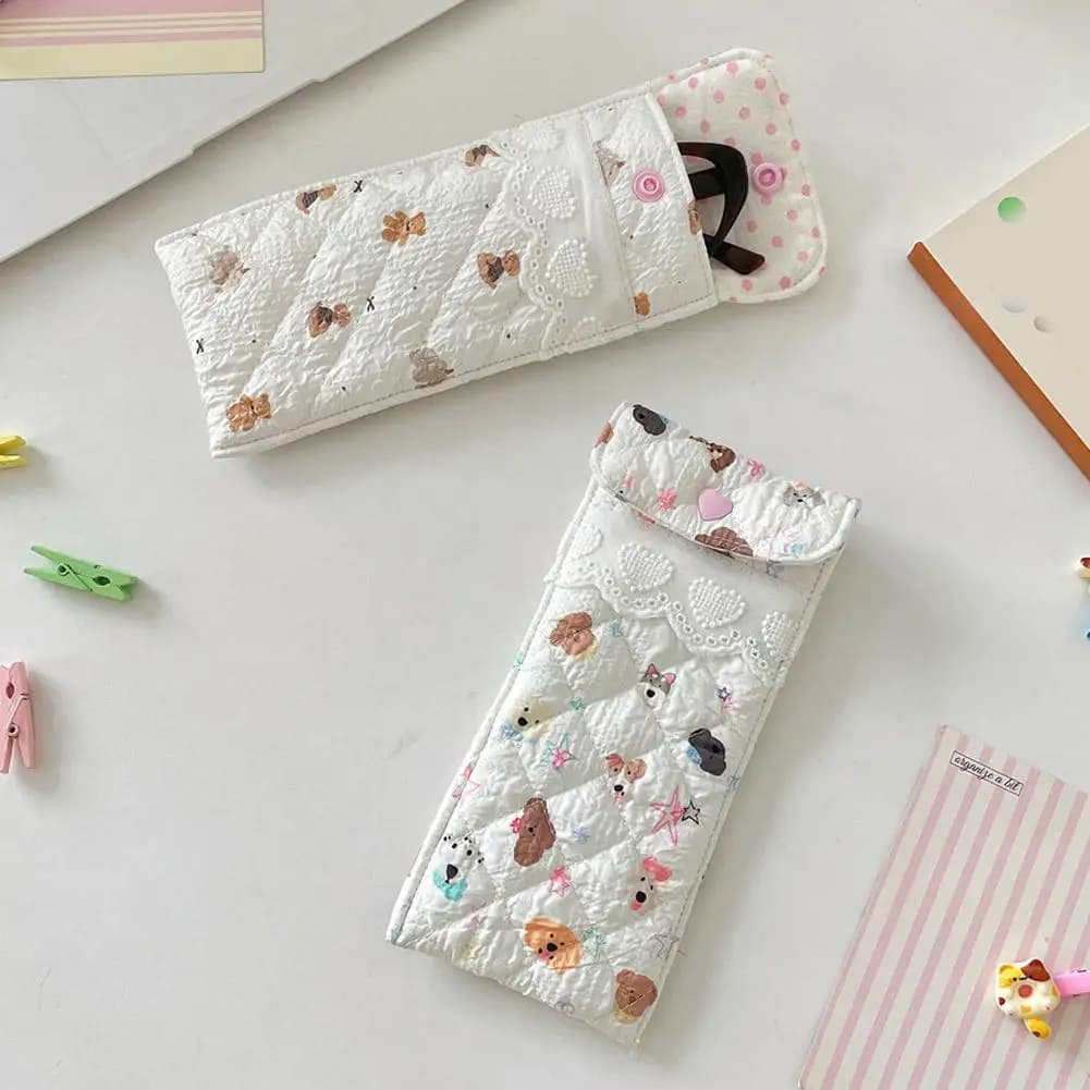 Cartoon Print Glasses Case Thickened Padded Velvet Lining Multifunctional Storage Bag Lightweight for Sunglasses Myopia Goggles
