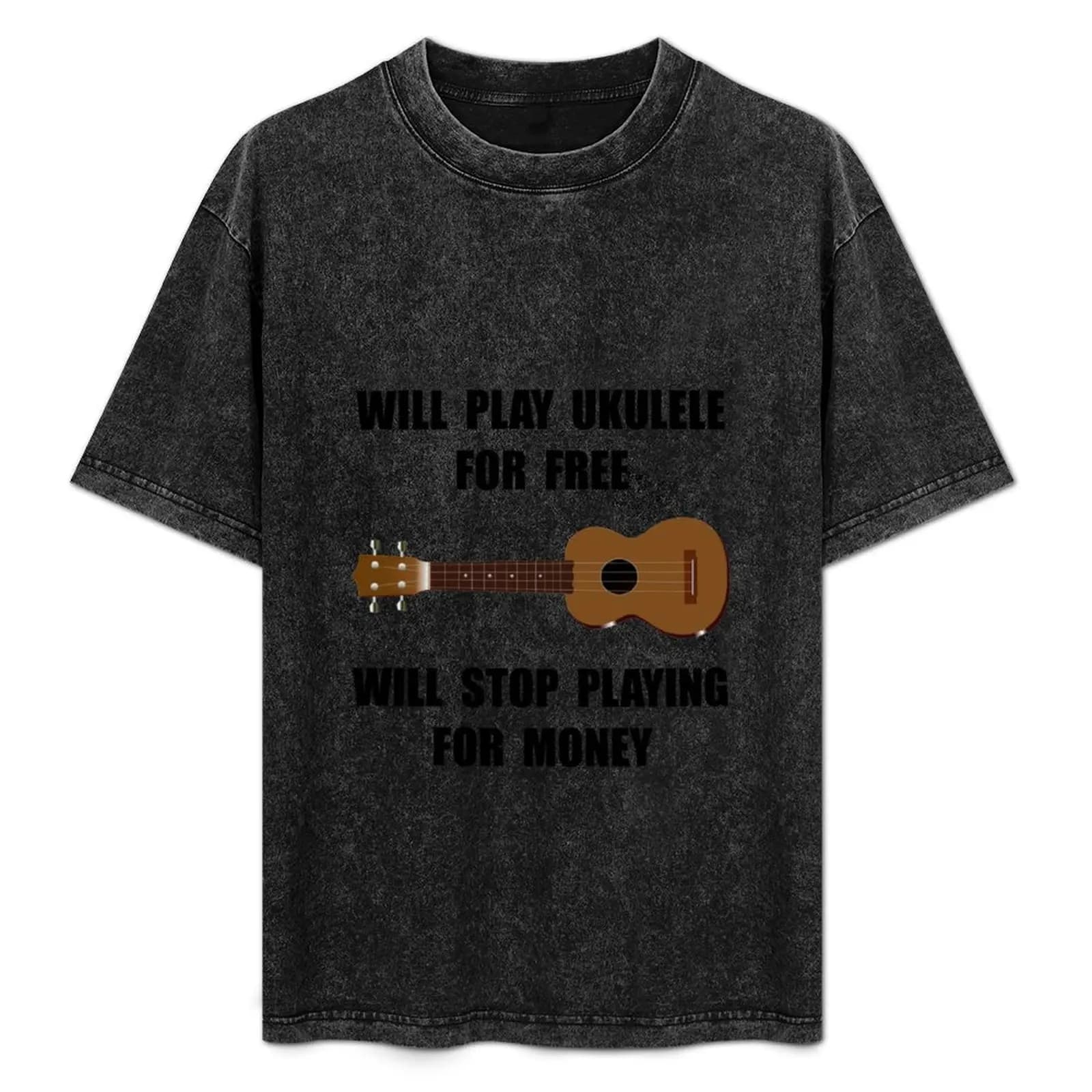 Ukulele Playing T-Shirt Festival Casual Short Sleeve