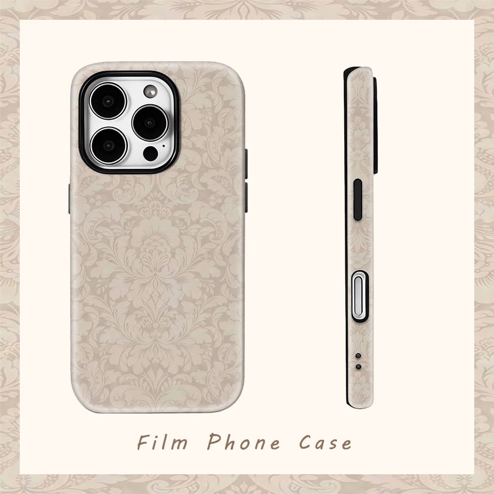 Beige DamaskFor Magnetic Phone Case for IPhone 17 16 15 14 13 Pro Max Plus Single Double-layer Tough Case