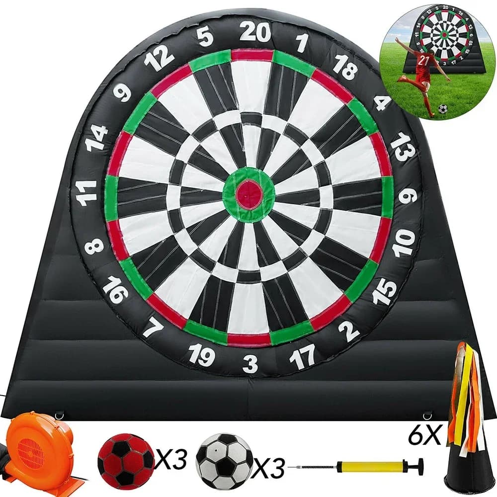 Bersaglio di giochi di calcio gonfiabili alla moda da 3 metri con freccette da calcio, gioco di calcio gonfiabile con palline