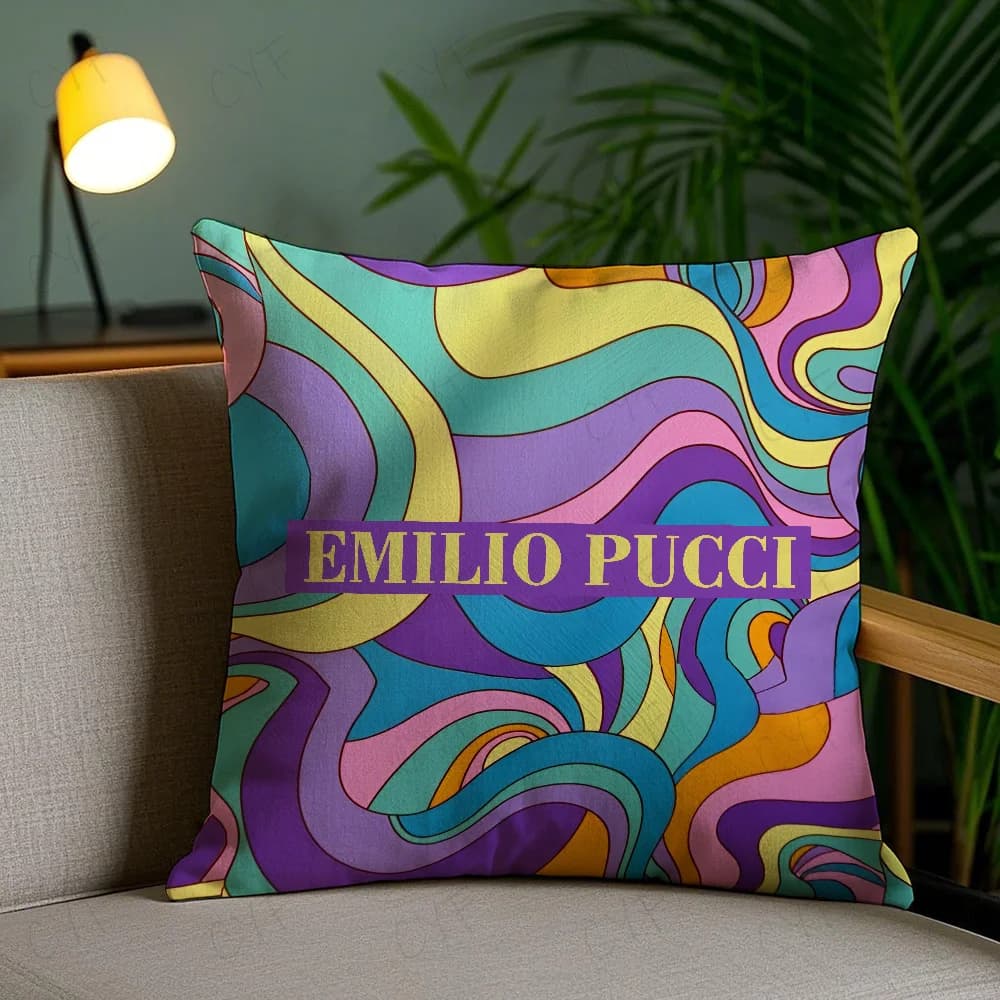 Fodera per cuscino E-Emilio Pucci, antipolvere e antiacaro, con cerniera invisibile, in morbido peluche, per divano