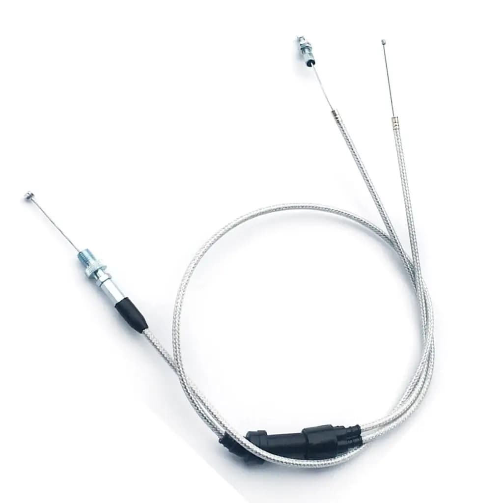 Cavo Acceleratore Doppio per Manopola Carburatore Moto da Cross 250cc, Ricambio Kit Motore Bici, Metallo Argento