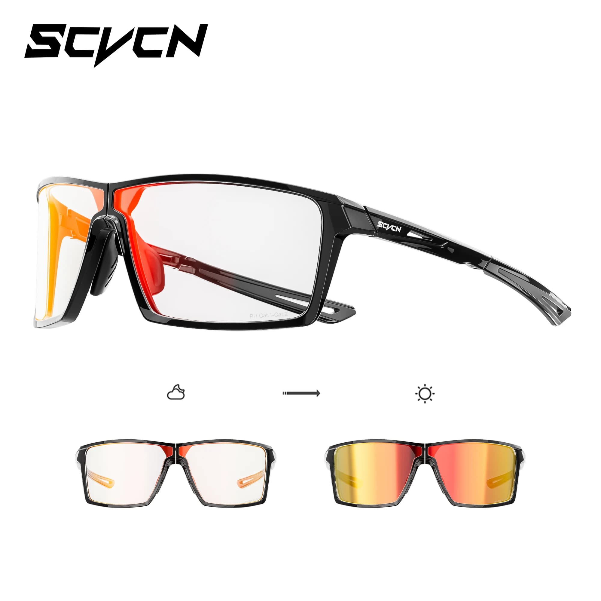 Occhiali da Ciclismo Pieghevoli Portatili SCVCN, Lenti Fotocromatiche UV400 per Bici, MTB, Corsa, Sport, Uomo e Donna