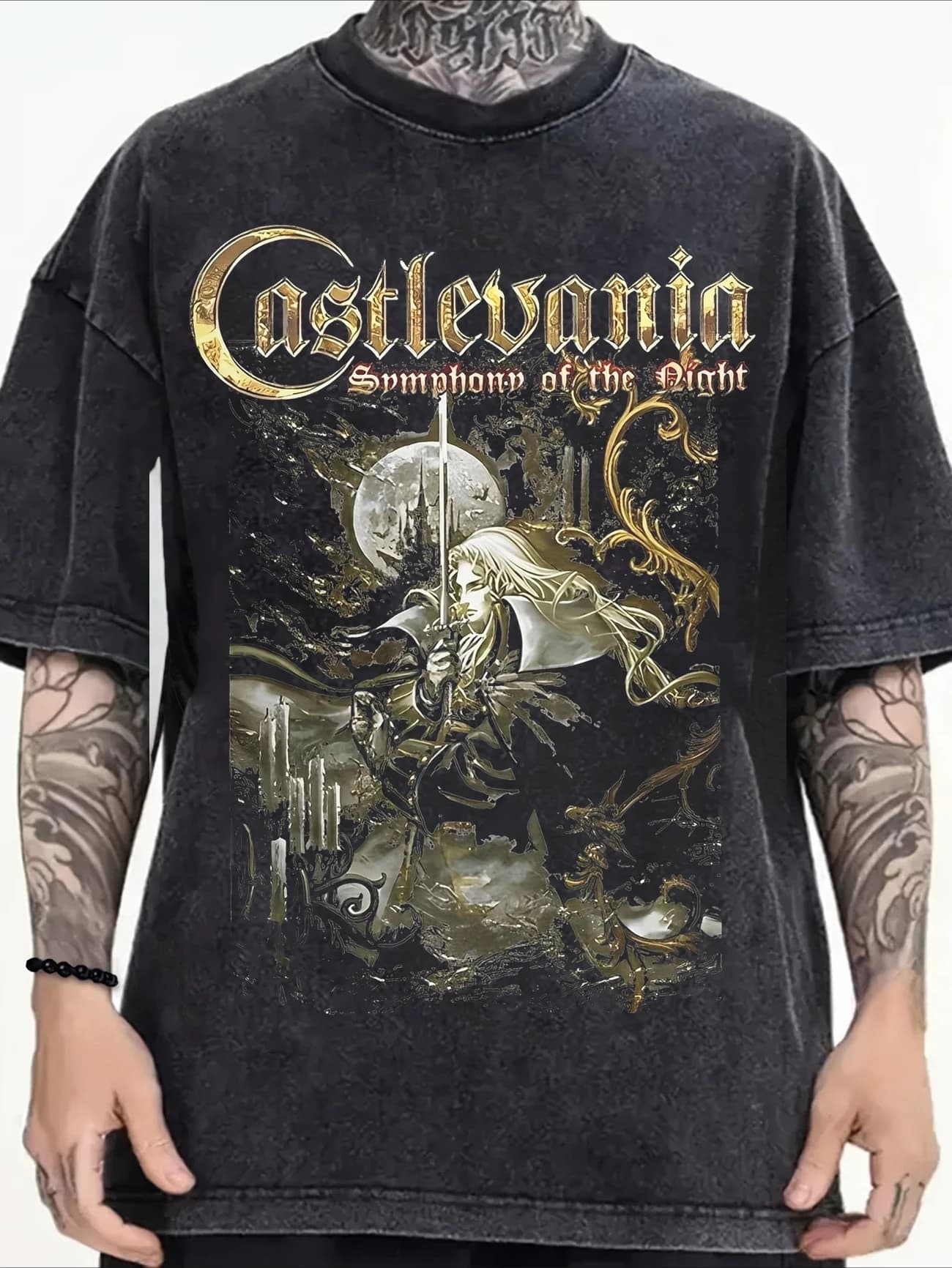 Maglietta Castlevania Symphony of The Night, Stile Gotico Vintage Y2K, T-Shirt Lavata Estiva per Uomo e Donna, Top Casual Oversize
