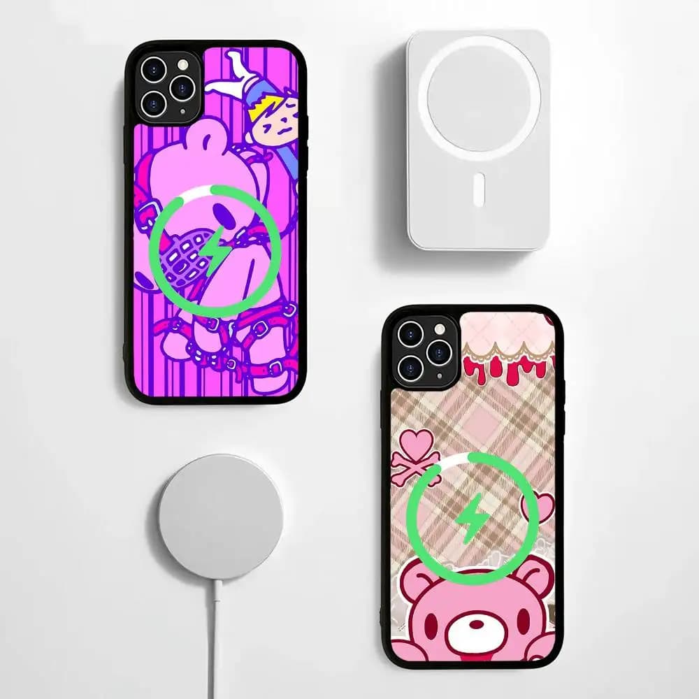 Custodia Magnetica Opaca per Telefono con Disegno Cartoon G-gloomy Bear per iPhone 16 17 15 14 13 12 11 Compatibile con Ricarica Wireless Magsafe
