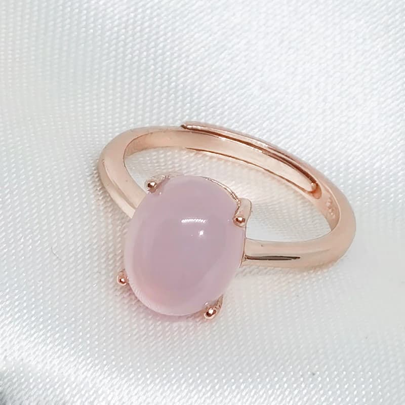 MeiBaPJ precious natural rose limestone fashion ring for women real silver Sterling 925