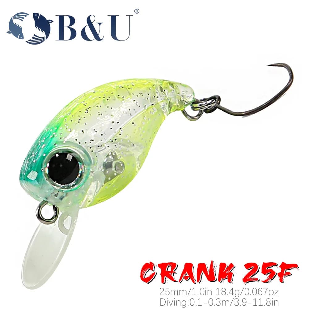 B&U Mini Crankbait Wobbler Trota Richiamo di pesca Acqua dolce Minnow Manovella Esca dura artificiale Attrezzatura da pesca
