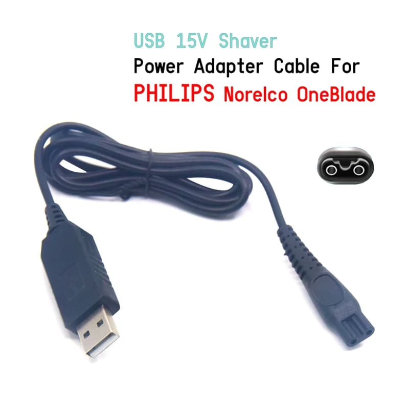 Cavo di alimentazione per caricabatterie USB per rasoio HQ8505 15V per serie elettrica 3000 5000 7000 9000 Norelco One Blade QP6520 QP6510