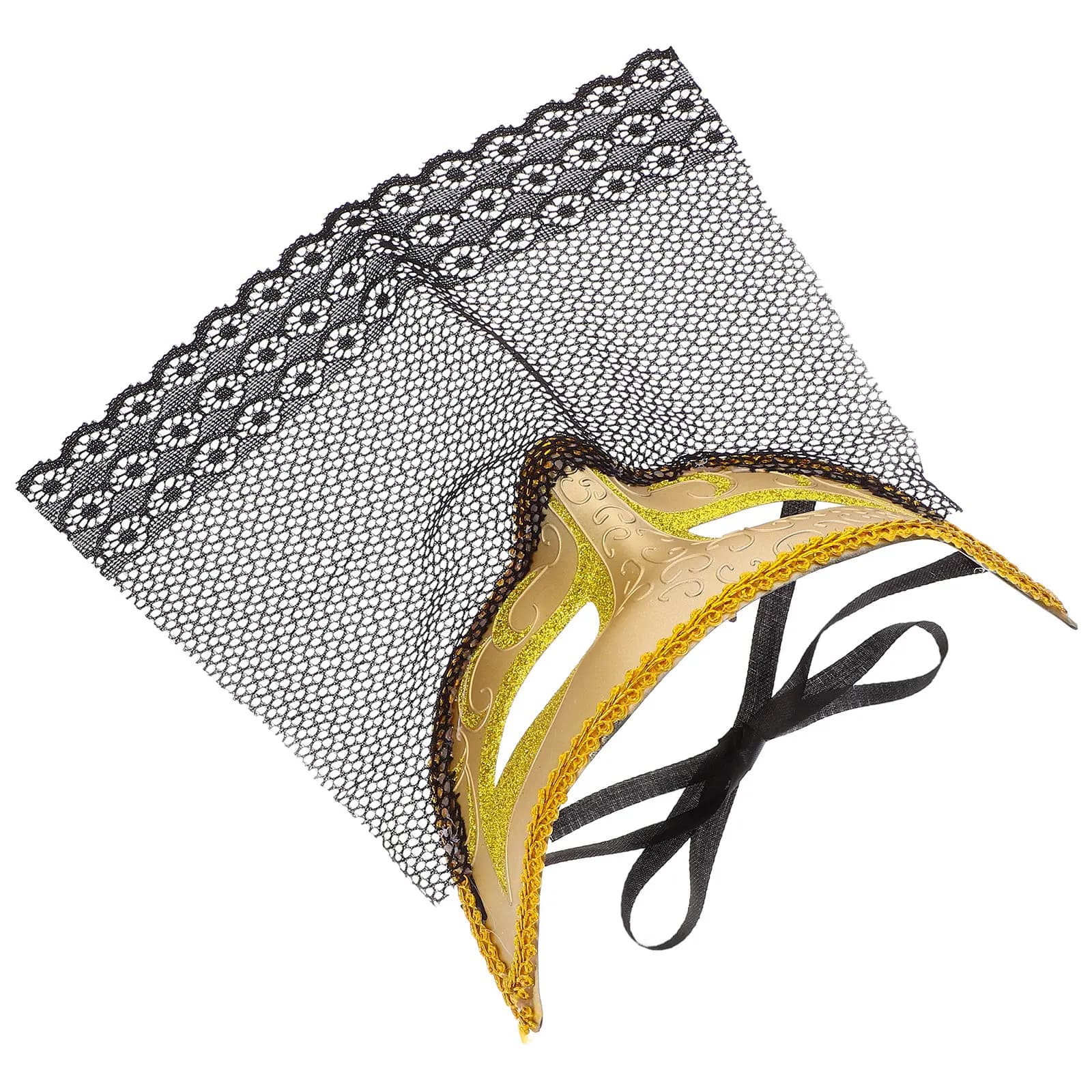Premium Half Face Masquerade Mask with Graceful Lace Veil for Costume Parties Stage Performances Mardi Gras Festivals Halloween