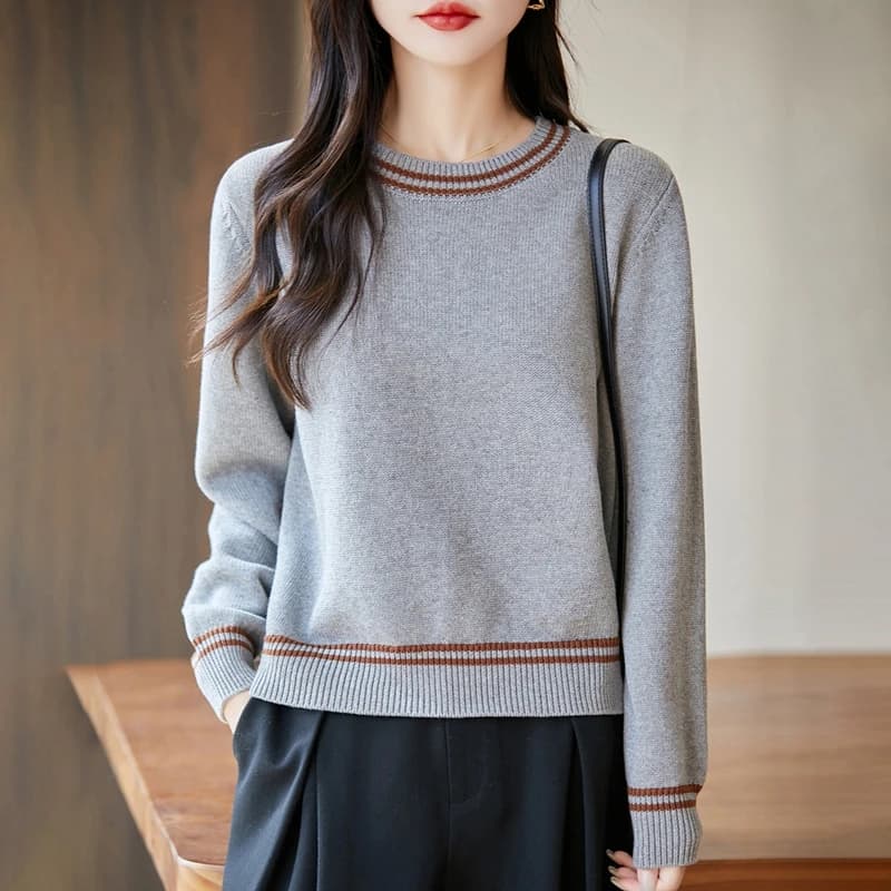 Maglione da donna in puro cotone 100% autunno e inverno casual O-collo lavorato a maglia pullover sciolto abbinato ai colori top da donna di vendita caldo