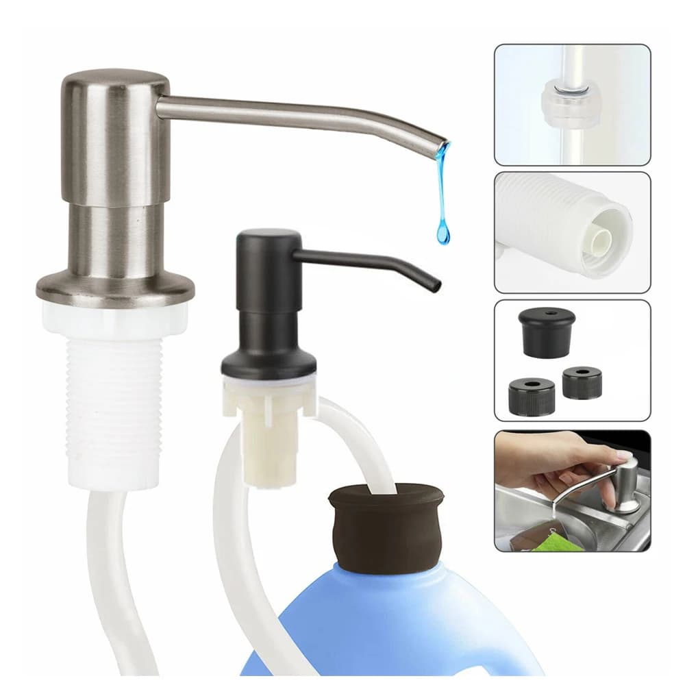 Dispenser di sapone 304SS con Kit tubo di prolunga Dispenser di sapone liquido per lavello da cucina 360 ° pompe per pressa a mano per detersivo per lozione da bagno